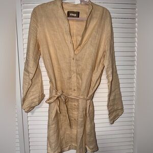 Reformation Cream Yellow Button-Up Dress with Tie-Belt Size M
Linen Blend